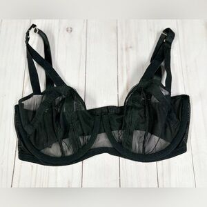 Victoria's Secret Very Sexy Unlined Mesh Balconette Bra Size 32DD Black NWT